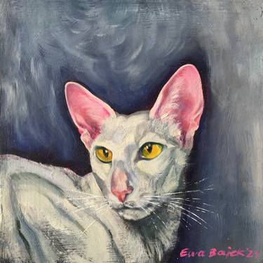 Original Fine Art Cats Painting by Ewa Bajek