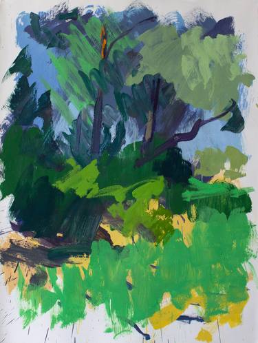 Hedge & Scots Pines, Summer study thumb