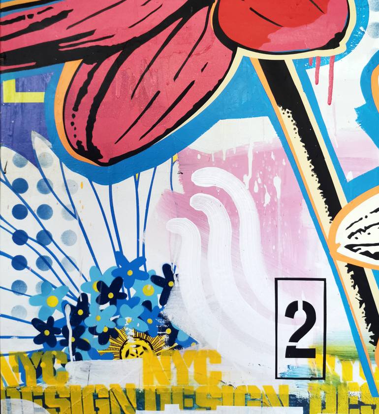 Original Street Art Floral Painting by Artist-Painter Tone