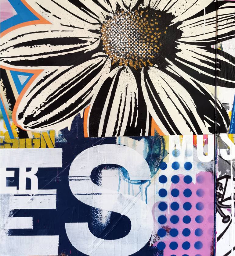Original Street Art Floral Painting by Artist-Painter Tone