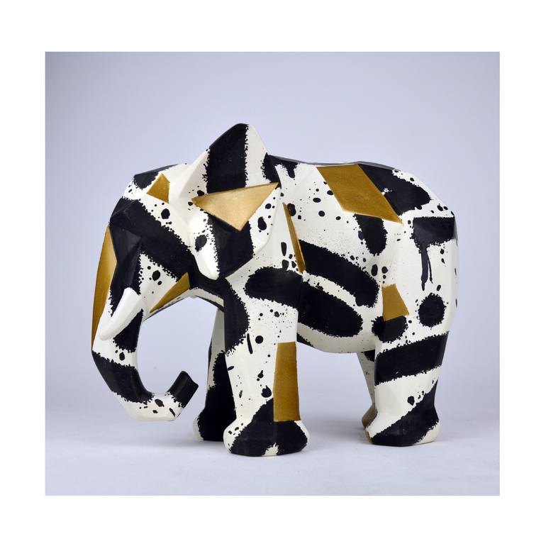 Original Black & White Animal Sculpture by Artist-Painter Tone
