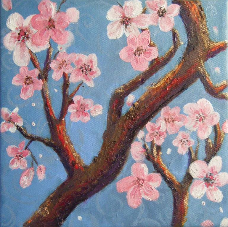 Cherry Blossoms in the Blue (part 2 of 3) Painting by Joany Degs ...