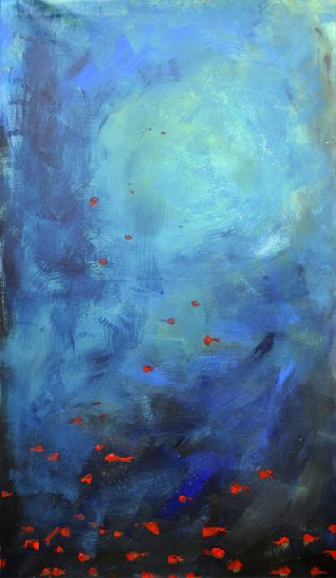 Original Abstract Expressionism Fish Paintings by Clelia Catalano