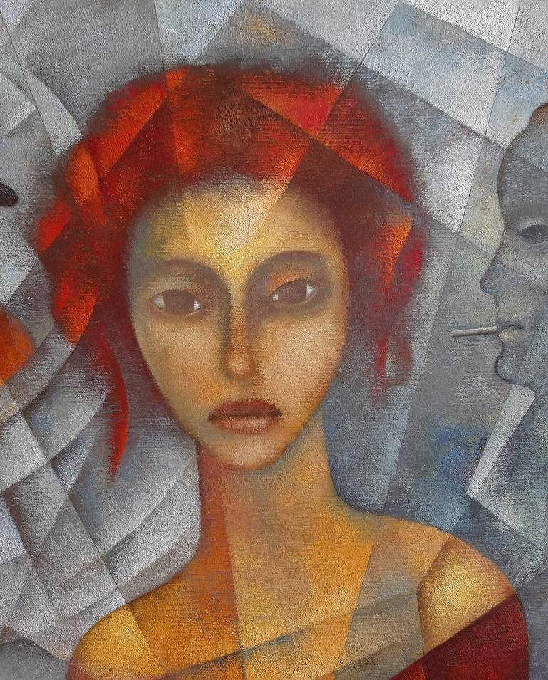 Original Cubism Women Painting by Eugene Ivanov