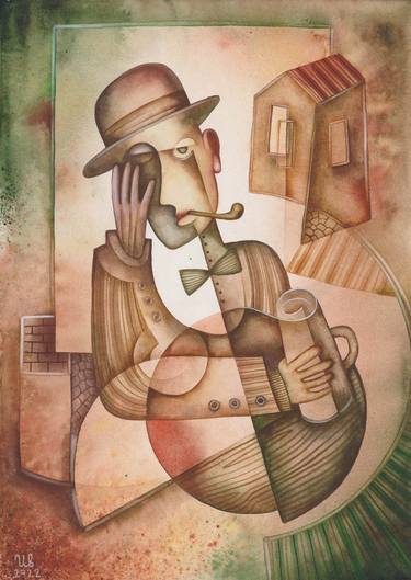 Original Cubism Men Paintings by Eugene Ivanov