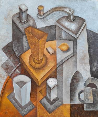 Original Cubism Food & Drink Paintings by Eugene Ivanov