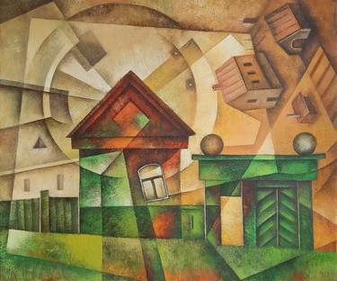 Original Cubism Architecture Paintings by Eugene Ivanov