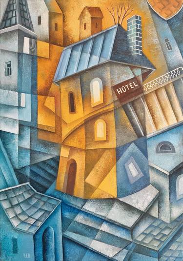 Original Cubism Architecture Paintings by Eugene Ivanov