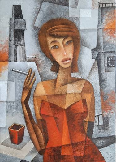 Original Cubism Women Paintings by Eugene Ivanov