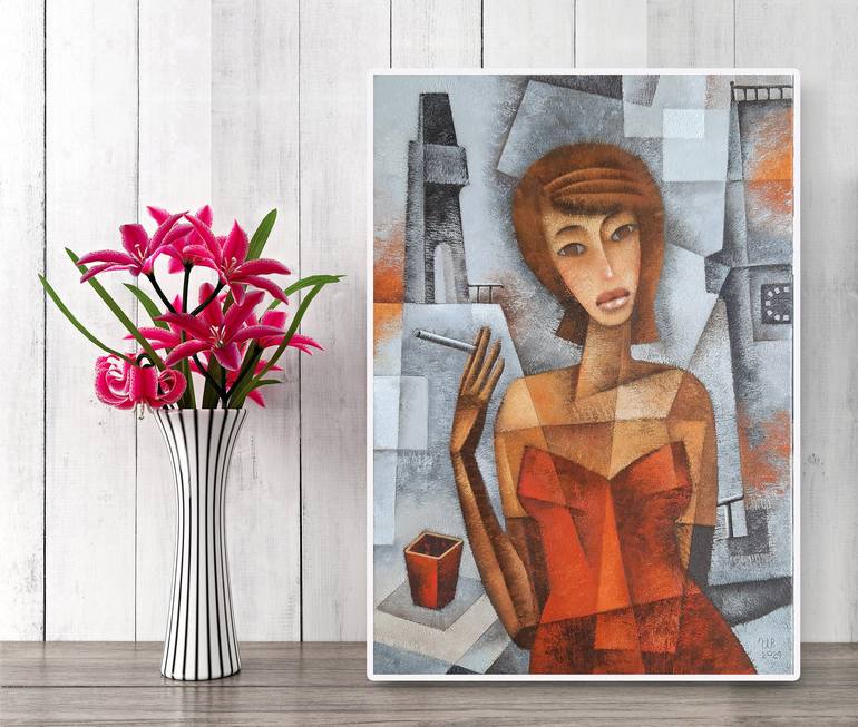 Original Cubism Women Painting by Eugene Ivanov