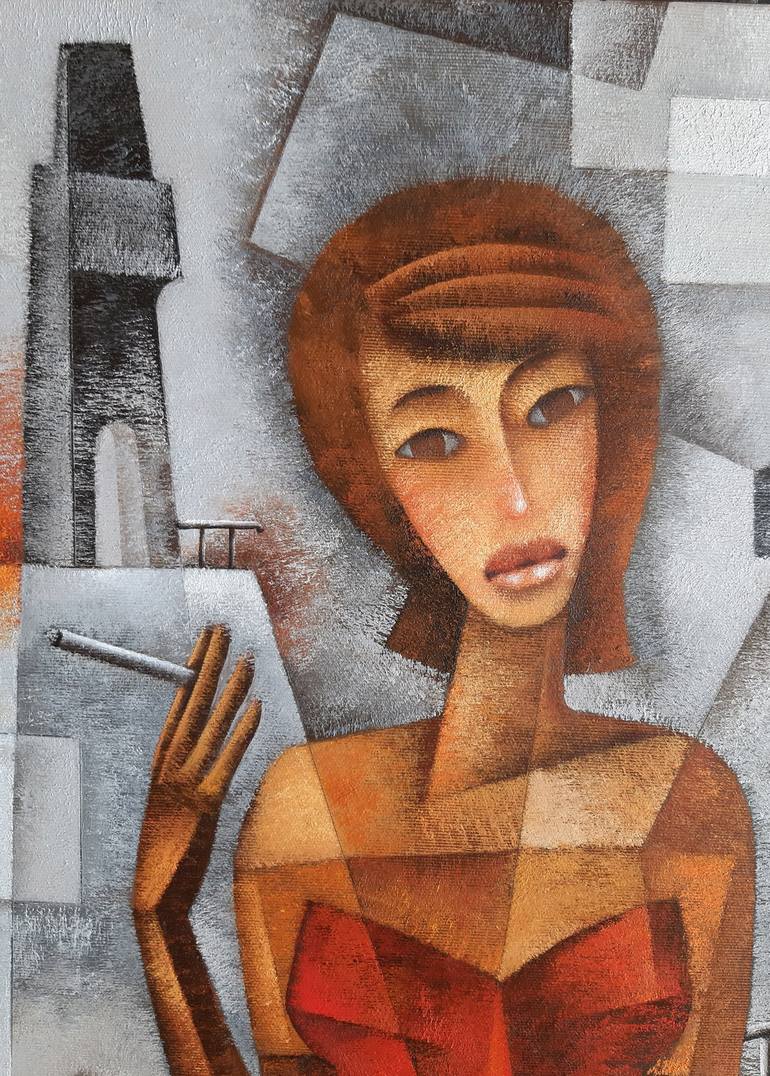 Original Cubism Women Painting by Eugene Ivanov