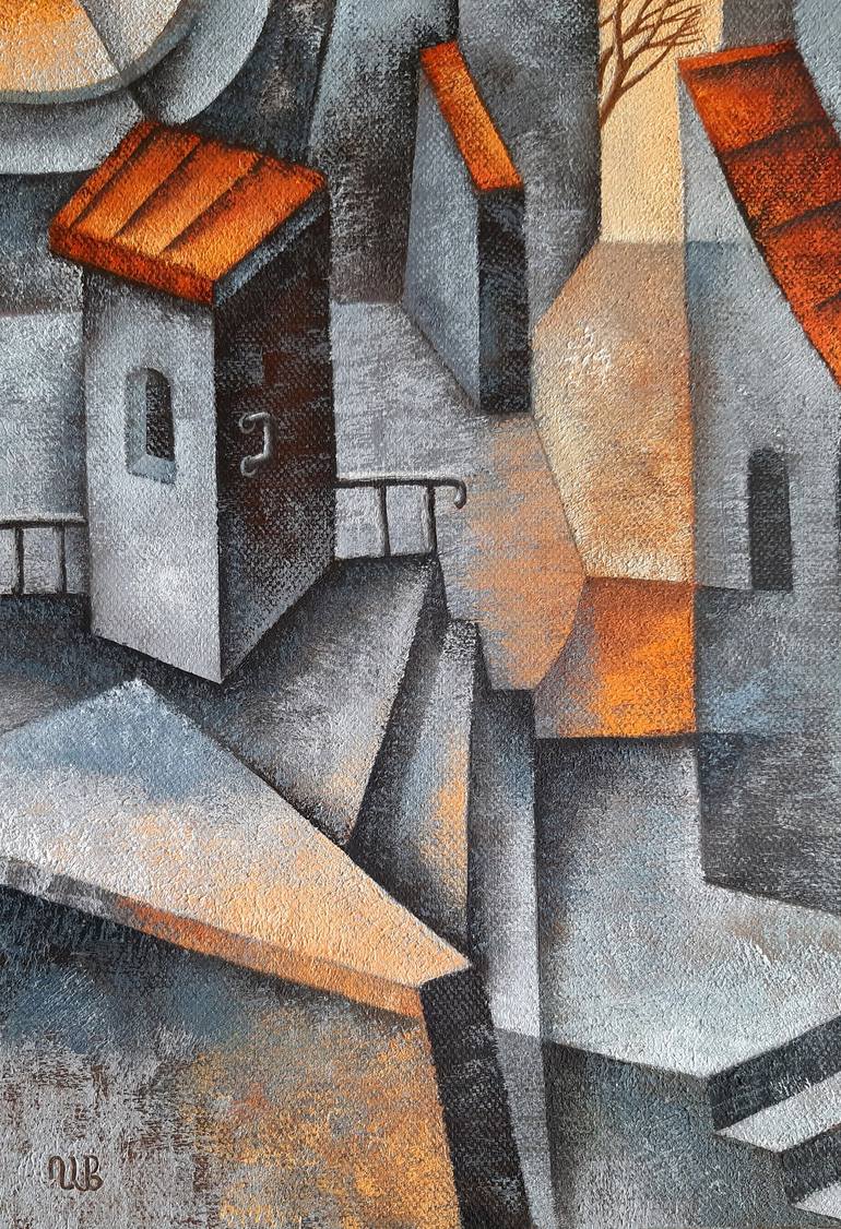 Original Cubism Architecture Painting by Eugene Ivanov