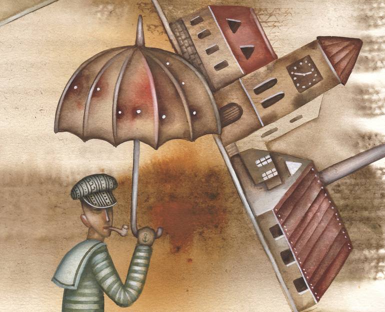 Original Surrealism Boat Painting by Eugene Ivanov