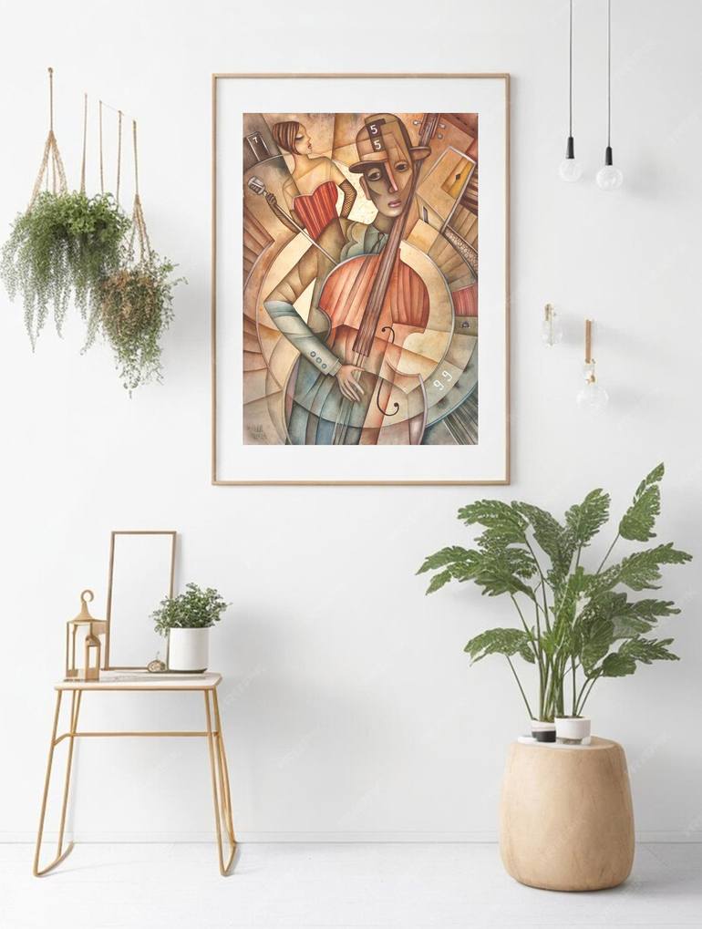 Original Cubism Music Painting by Eugene Ivanov