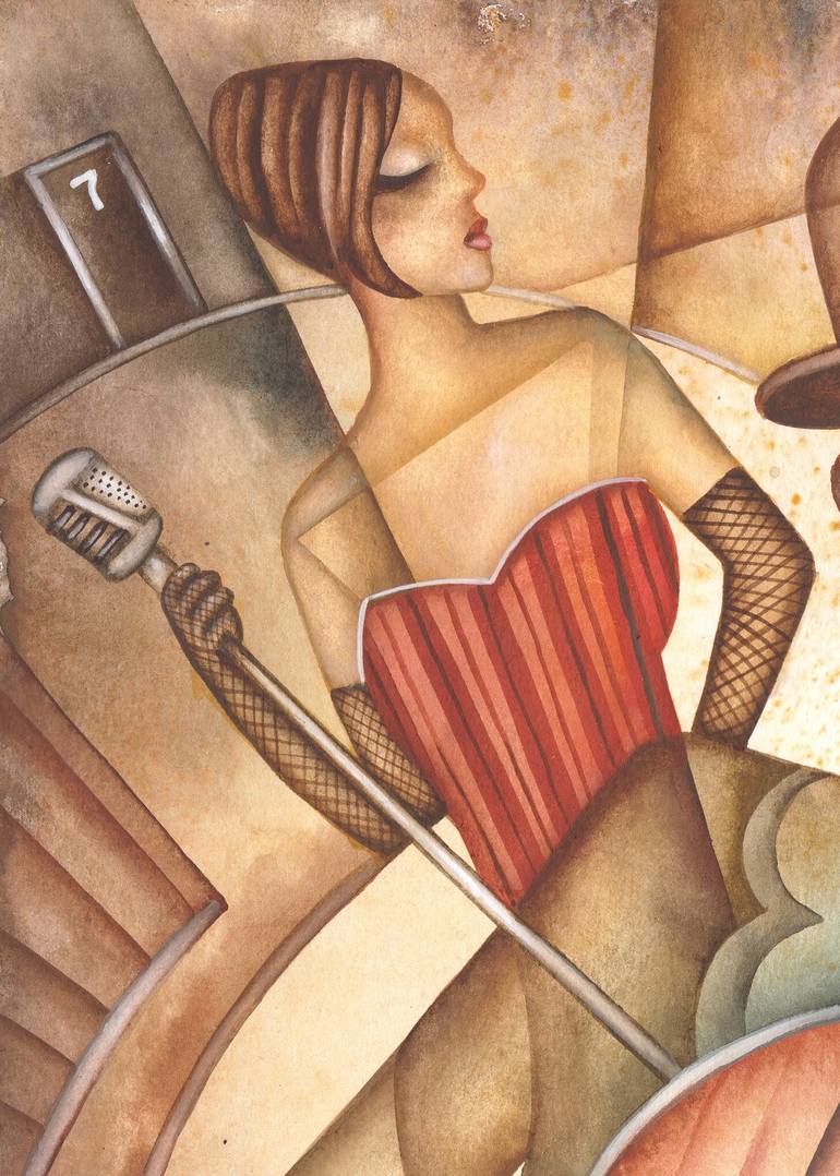 Original Cubism Music Painting by Eugene Ivanov