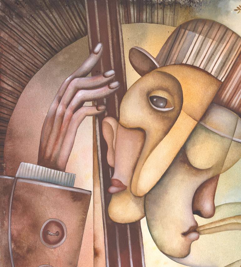 Original Cubism Music Painting by Eugene Ivanov