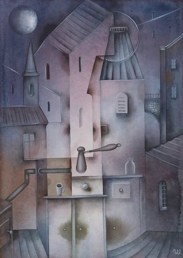 Original Cubism Architecture Paintings From Czech Republic For 