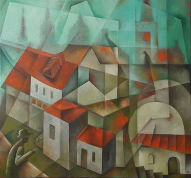 Original Abstract Cities Paintings by Eugene Ivanov
