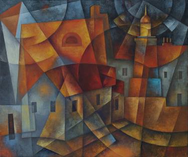 Original Cubism Landscape Paintings by Eugene Ivanov