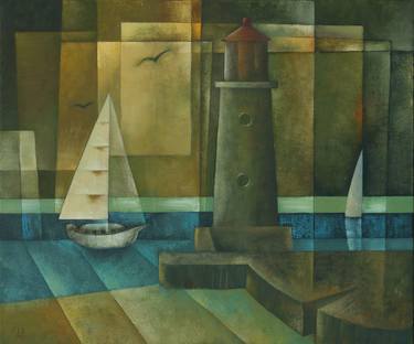 Original Cubism Seascape Paintings by Eugene Ivanov