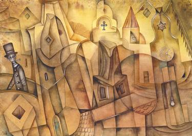 Original Abstract Cities Paintings by Eugene Ivanov