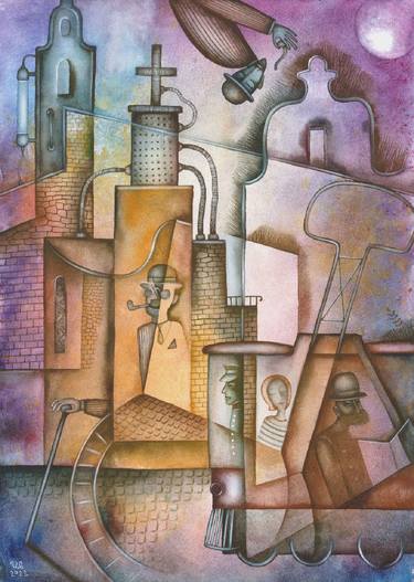 Original Cubism Architecture Paintings From Czech Republic For Sale