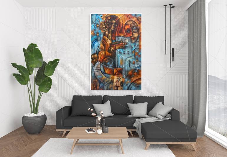 Original Cubism Fantasy Painting by Eugene Ivanov