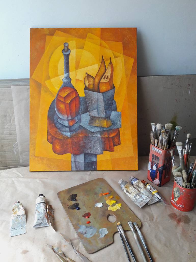 Original Cubism Still Life Painting by Eugene Ivanov