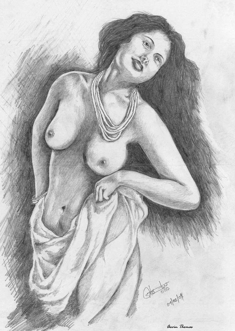 Indian Woman Drawing by Aevin Thomas | Saatchi Art