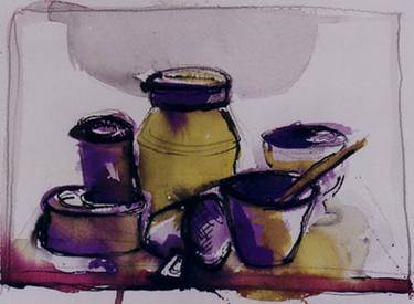 Original Abstract Expressionism Still Life Drawings by Alexandru Dina