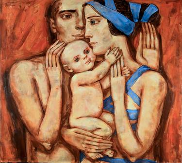 Original Family Painting by Voula Kereklidou