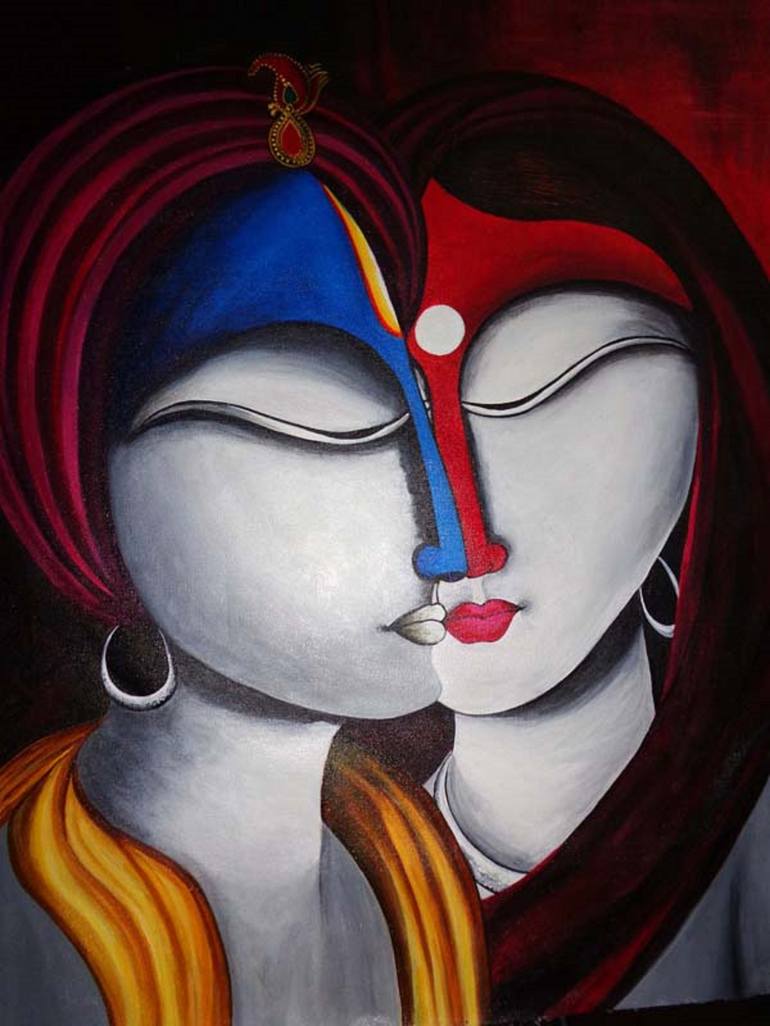 Spiritual Fusion - Krishna Radha - Canvas Prints - Print