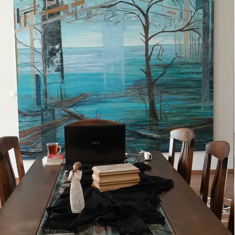 Original Abstract Landscape Painting by Aslihan Kaplan Bayrak