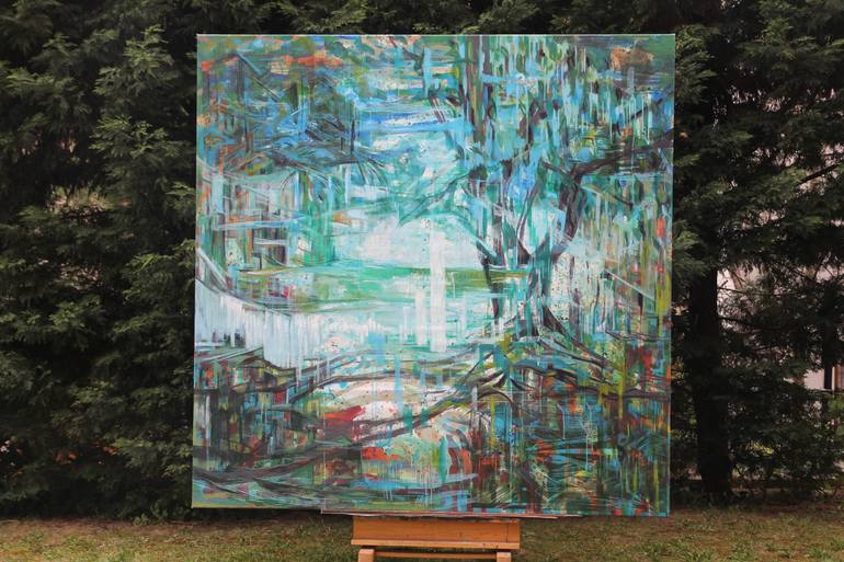 Original Abstract Landscape Painting by Aslihan Kaplan Bayrak