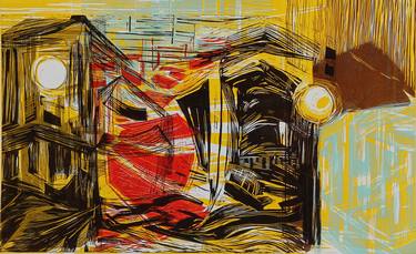 Original Cubism Abstract Printmaking by Aslihan Kaplan Bayrak