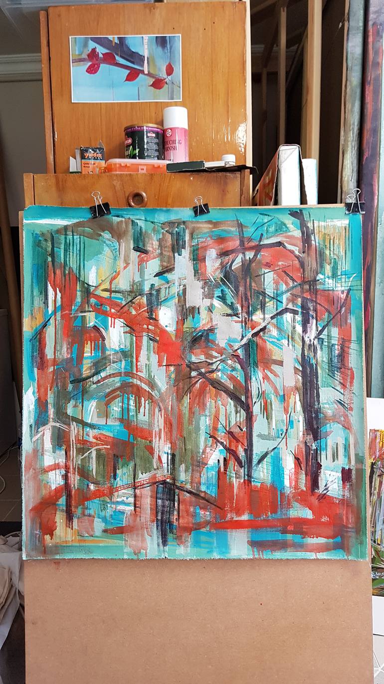 Original Dada Abstract Painting by Aslihan Kaplan Bayrak