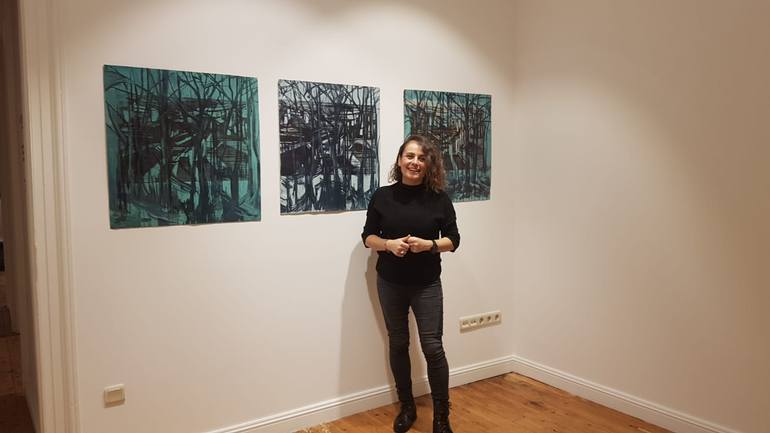 Original Abstract Landscape Painting by Aslihan Kaplan Bayrak