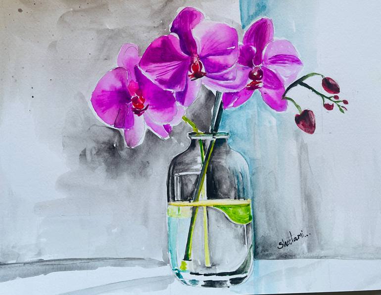 Original Art Deco Floral Painting by Sheetal Mishra