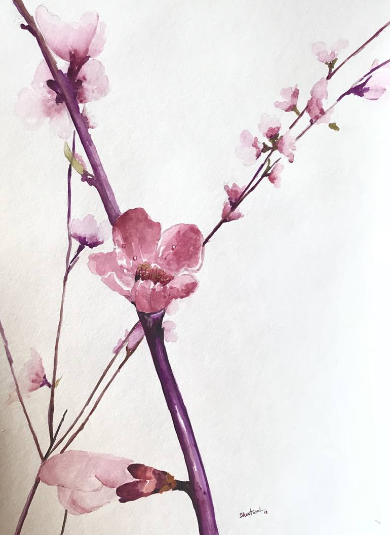 Peach blossom Painting by sheetal mishra | Saatchi Art