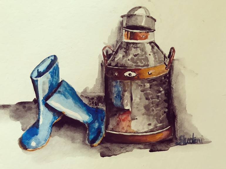 Original Time Painting by Sheetal Mishra  Expressionism Art on Paper  Rainy Time