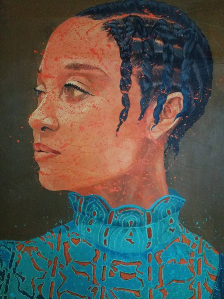 Original Classicism Family Painting by Benedict Olorunnisomo