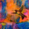 The hummingbird flies throught the magic space between day and night.......
Mixed media, ink, acrylic and paper on canvas. No framing required. Painted edges.