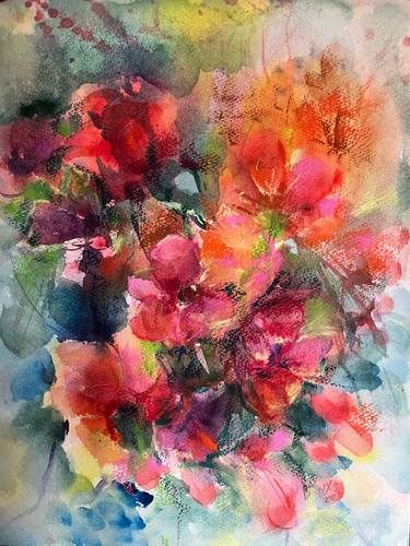Print of Impressionism Floral Paintings by Blanxs by Irina Bellaye