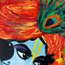 100% original and hand painted Hindu God Shri Krishna playing flute on 24x24 stretched premium quality canvas with all sides painted, ready to hang on the wall