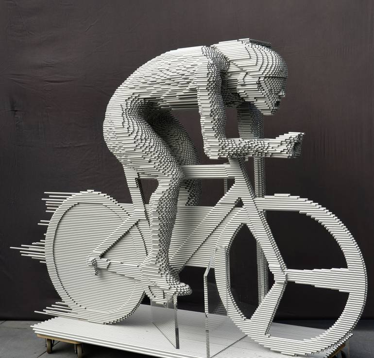 metal cyclist sculpture