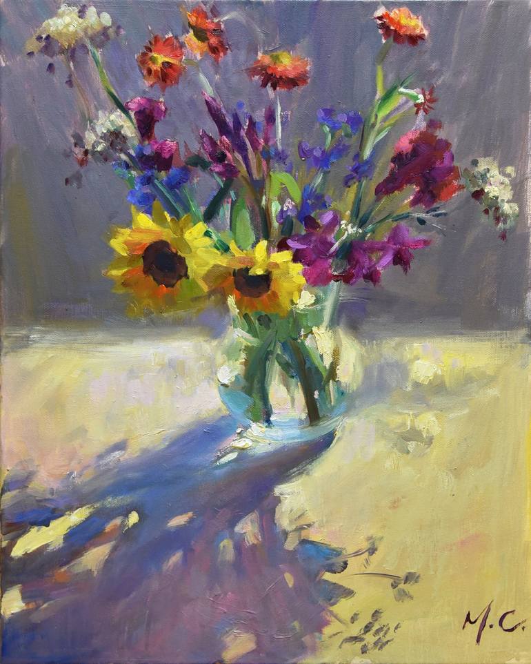 Sunshine Flowers Painting by Michelle Chen | Saatchi Art