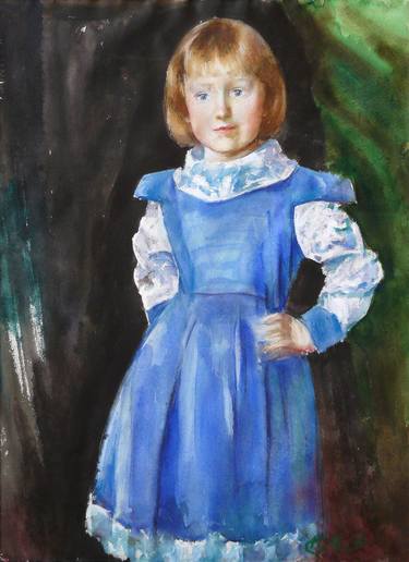 Portrait of a girl in blue dress thumb