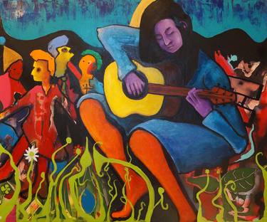 Original Figurative Music Paintings by Giorgio Soldatini