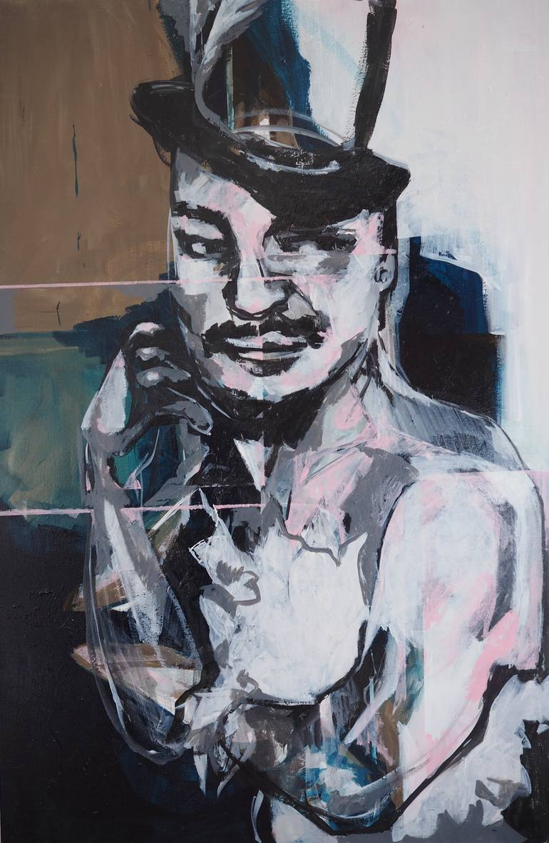 Original Conceptual Men Painting by Wilma Van Rooijen