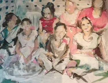 Original Conceptual Family Painting by Wilma Van Rooijen